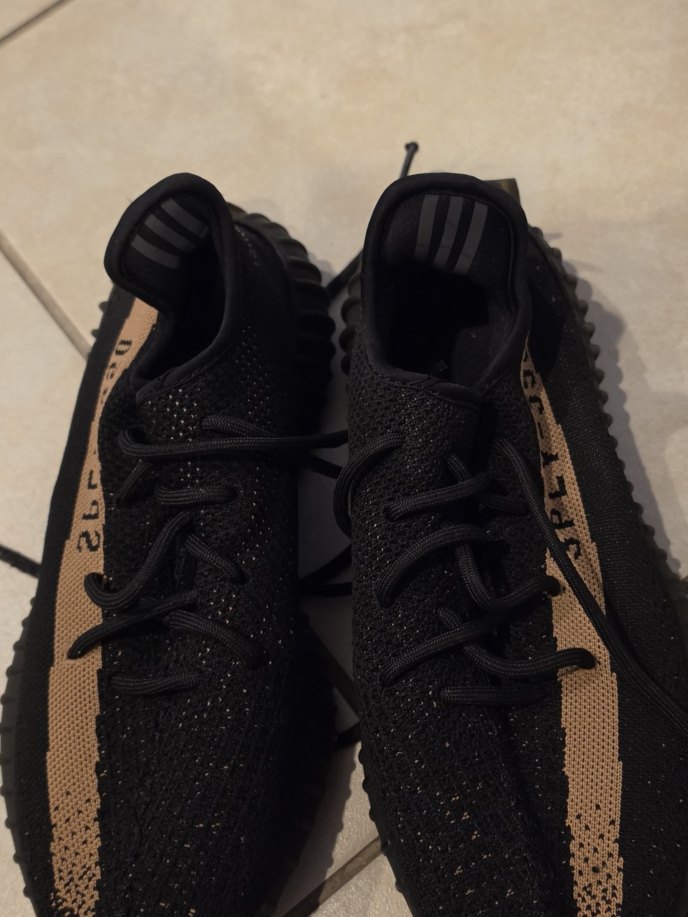 adidas Black Knit Sneakers with Brown Accent Stripe